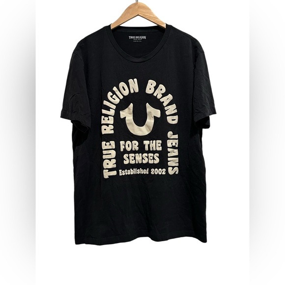 True Religion Men’s Horseshoe Logo T-shirt Men’s Size XXL Black White - Picture 4 of 10